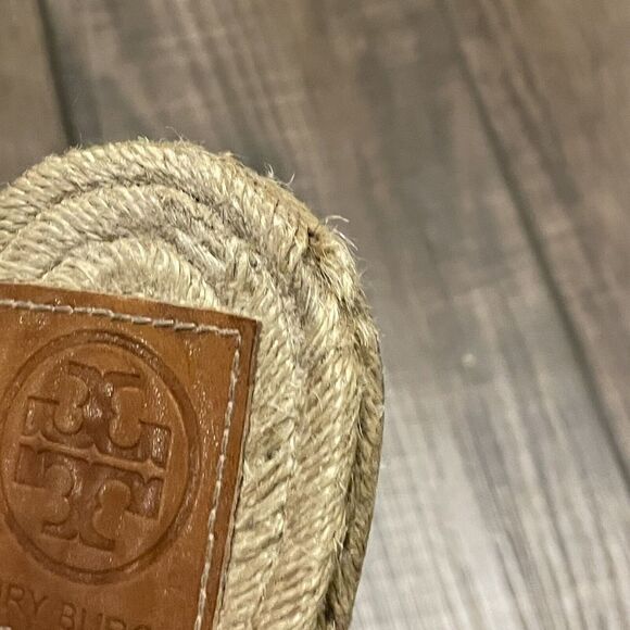 Tory Burch Brown Leather Emmy Flat Espadrilles Thong Sandals Size 8B Womens - Picture 13 of 16